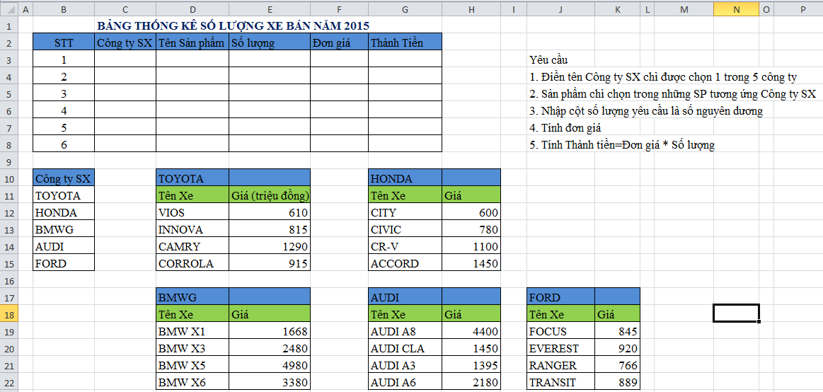 data validation - tạo List