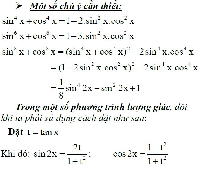 một số chú ý cần thiết về lượng giác