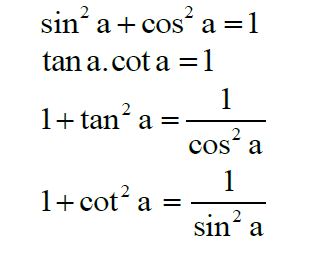 công thức lượng giác cơ bản