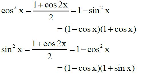 công thức hạ bậc