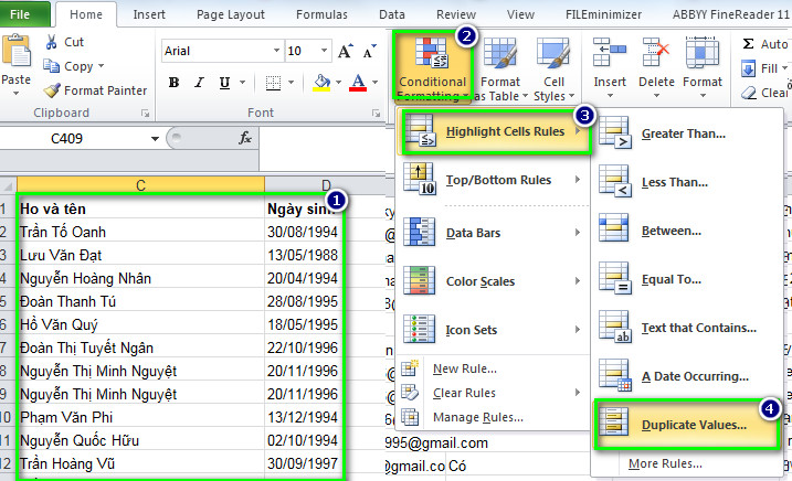 cách dùng conditional formatting