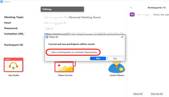 bo chon Mute All trong Zoom Meeting